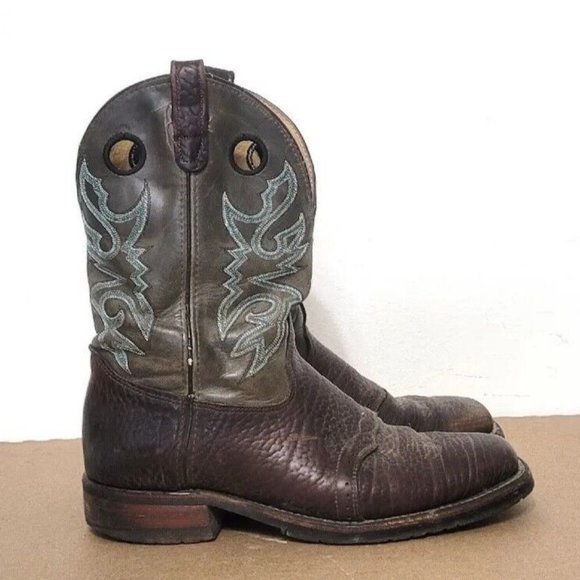 Double H Leather Square Toe Cowboy Boots Mens Size 13D Brown Gray DH3575 - Picture 10 of 13